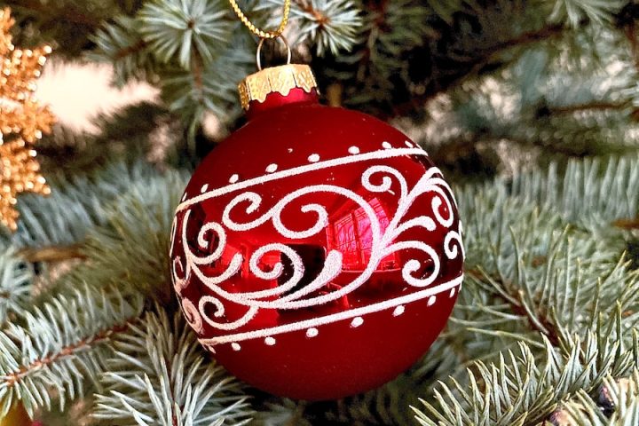 red and white christmas bauble