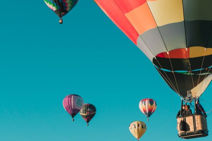 hot air balloons under blue sky